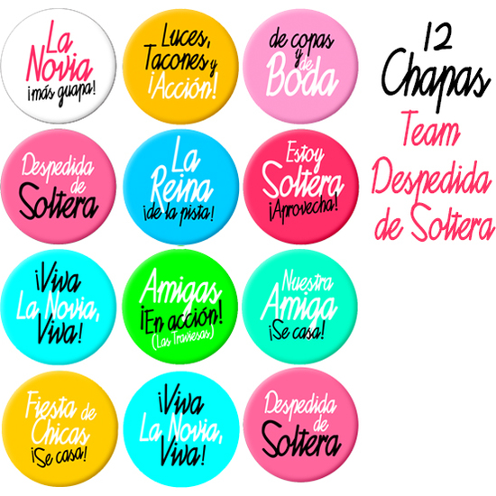 12 emblemas de despedida de solteira da equipe (saco)