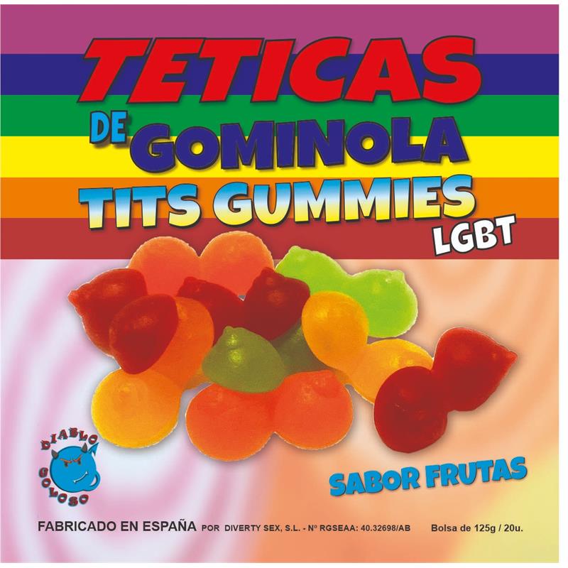 DIABLO GOLOSO - FRUIT SABOR GLITTER TITS GUMMY BOX 6 CORES E