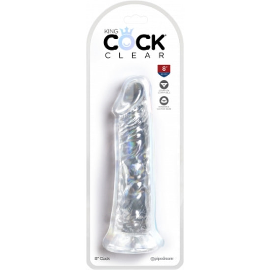 Galo rei - vibrador realista, transparente -19,7 cm