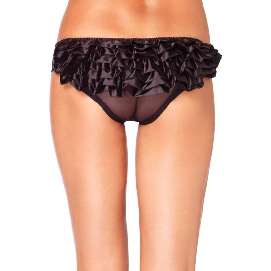 Calcinha leg avenue transparente com babados pretos