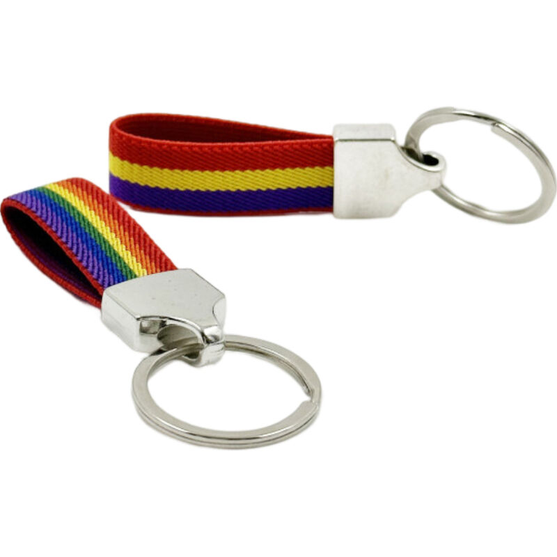 ELASTIC FABRIC KEY RING WITH FLAG