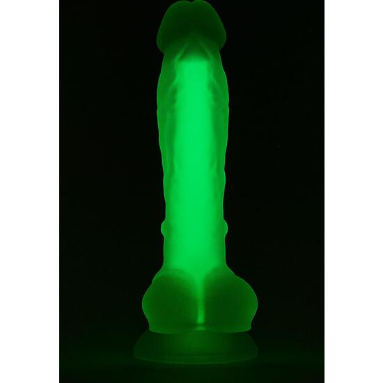 Silicone macio radiante - pênis verde brilhante de 17,5 cm