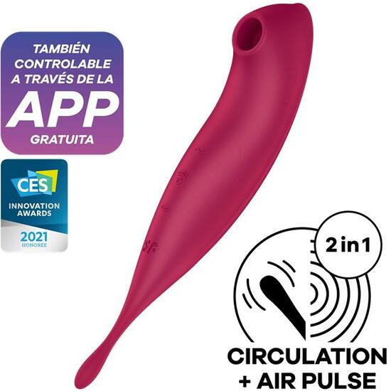 VIBRADOR TWIRLING PRO SATISFYER COM APLICAÇÃO CONNECT VERMEL