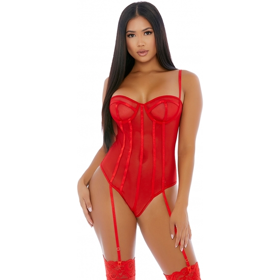 Conjunto vermelho mesh transparente