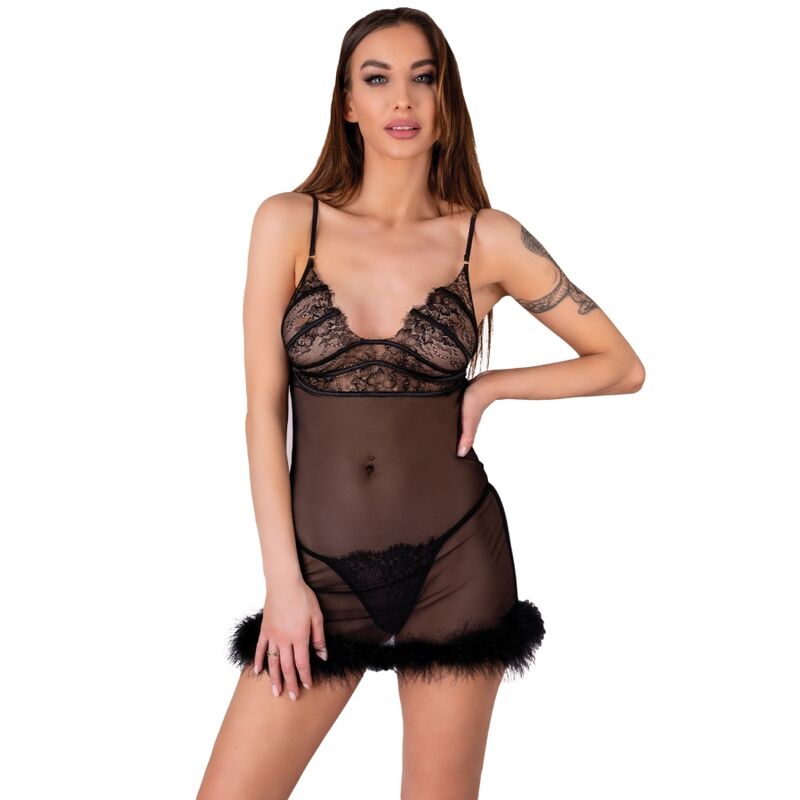 CONJUNTO ZERUNAM BABYDOLL + TANGA PRETA