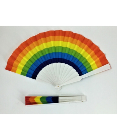 ABANICO PLÁSTICO BANDERA LGBT+ Leque de plástico com cores do orgulho lgbt.