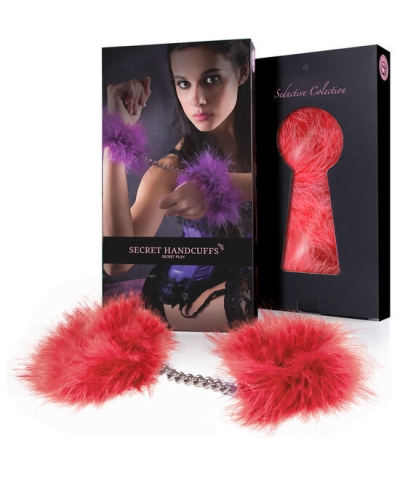 ESPOSAS MARABÚ ROJO Esposas sensuais de pluma vermelha para bondage