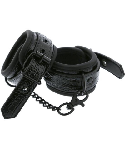 BLAZE  HANDCUFF CROCO Elegantes e ajustáveis ​​algemas de couro preto