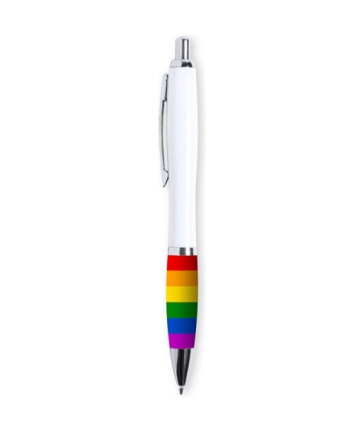 BOLIGRAFO BLANCO BANDERA LGBT Caneta elegante com empunhadura multicor vibrante