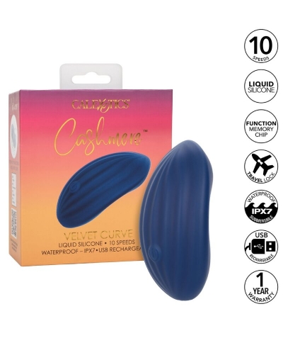 CASHMERE VELVET CURVE AZUL Massageador de luxo recarregável com 10 funções