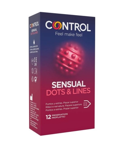 CONTROL SENSUAL DOTS &AMP; Preservativos com estrias pontos e linhas sensuais 12 unidades