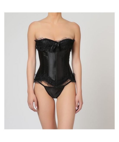 CORSET BROKAT Espartilho preto com penas