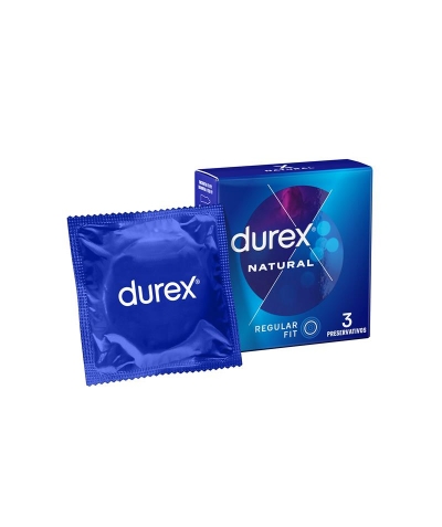 3 PAX DUREX Preservativos durex natural: grosor médio, forma anatómica.