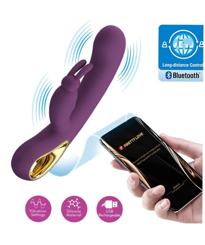 LIAM VIBRADOR RABBIT & EST Massageador duplo, vibrações ajustáveis controle remoto.