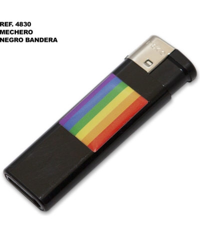 MECHERO ELECTRICO Isqueiro recarregável preto com a bandeira do orgulho lgbt.