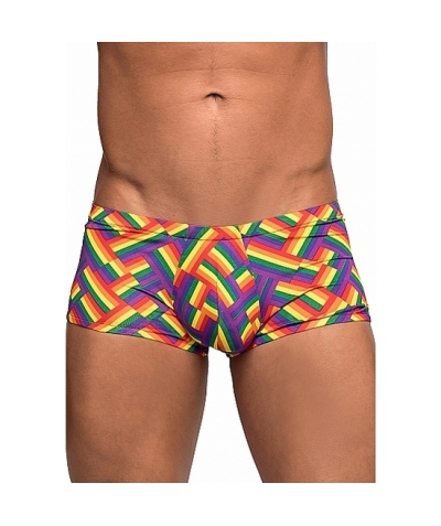 MINI BOXER PRINT Um mini shorts com cintura baixa e pernas de corte alto