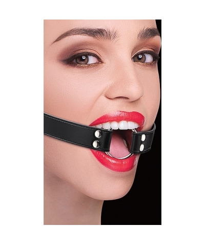 OUCH! OUCH RING GAG Ouch gag com fitas de couro preto