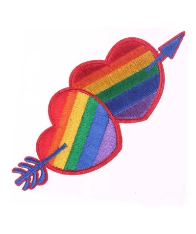 PARCHE DE CORAZON COLORES BAND Remendo termo-adesivo, coração, bandeira lgbt, celebrações.