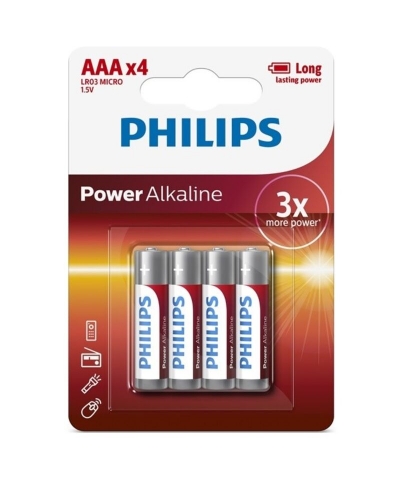 PHILIPS - POWER ALKALINE PILA Pilhas alcalinas aaa para dispositivos eletrônicos compactos