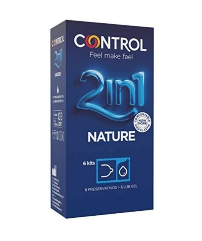 PRESERVATIVO NATURE 2 EN 1 Controle de preservativos natureza com lubrificante - 6uds