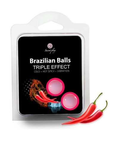 SECRET PLAY TRIPLE EFFECT Conjunto 2 bolas brasileiras triplo efeito (calor, frio e vibração)