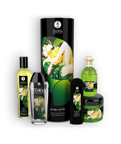 SHUNGA  EROTIC VERDE Conjunto erótico com produtos orgânicos e aromáticos.