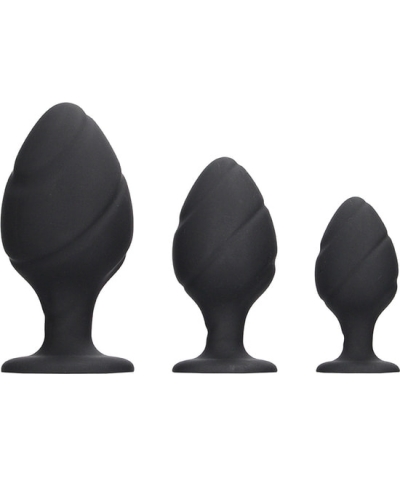 SWIRLED BUTT PLUG SET Kit de três plugues em vários tamanhos para dilatação progressiva