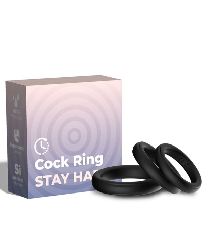 TRIPLE ANILLO SILICONA NEGRO Anel de silicone médico para intensificar ereções.