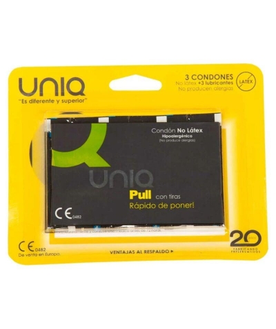 UNIQ PULL Uniq - pull sem látex preservativos com tiras 3 unidades