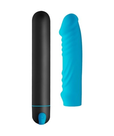 XL BULLET TURQUESA Bala xl com bainha de silicone em forma de pénis - azul