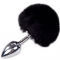 PLUG DE PRAZER ANAL METAL LISO FLUFFY PRETO TAMANHO L