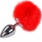 PLUG DE PRAZER ANAL METAL LISO FLUFFY VERMELHO TAMANHO S