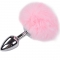 PLUG PRAZER ANAL METAL LISO FLUFFY ROSA TAMANHO S