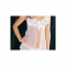 Atraente babydoll de micro tule branco com sutiã de renda e