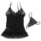 BABYDOLL COM ALAS AJUSTVEIS E RENDA TRANSPARENTE ESTAMPADO F