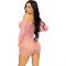 Leg avenue - minivestido mesh e renda - vermelho