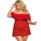 QUEEN PLUS - SHORT DRESS + THONG RED nº1