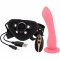 Arnês com vibrador e vibração 18,5cm - rosa