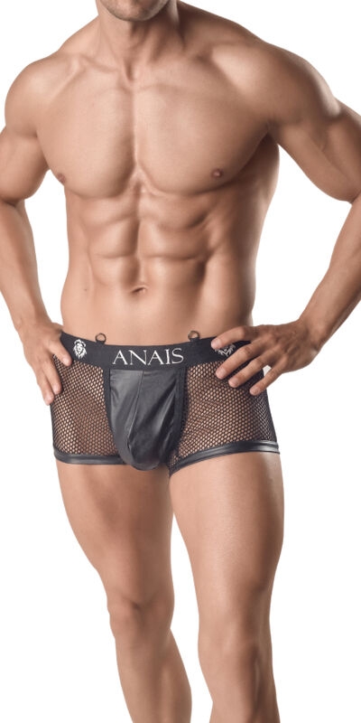 ANAIS MEN  ATHLETIC Boxer preto de rede e couro para homens