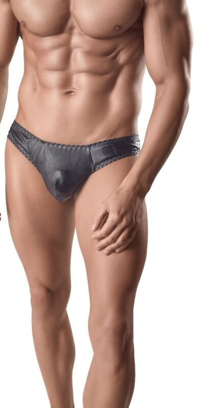 ANAIS MEN  GLOW Tanga de cuero preto, sedução e conforto