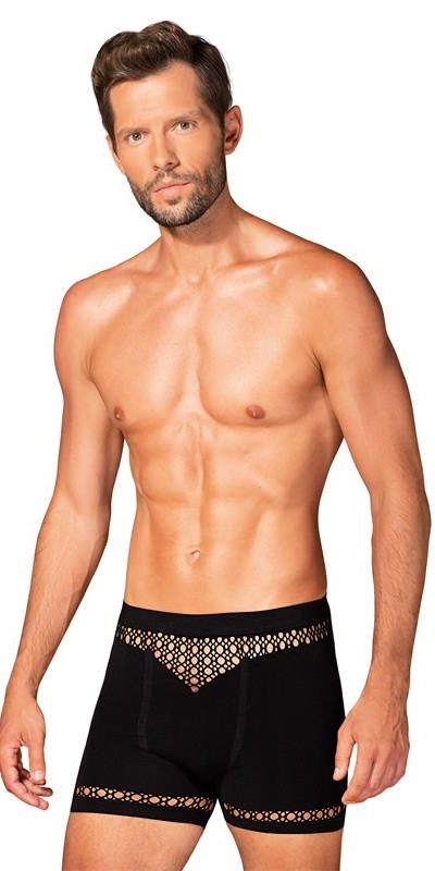 BOXERS M102 Boxers modernos em nylon e elastano preto.