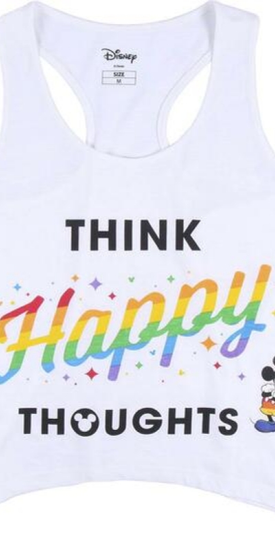 DISNEY PRIDE Camiseta regata branca com design disney pride.