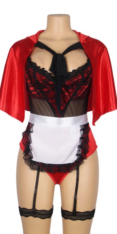 HALLOWEEN Lingerie vermelha, 95% poliéster, 5% elastano sedutora.