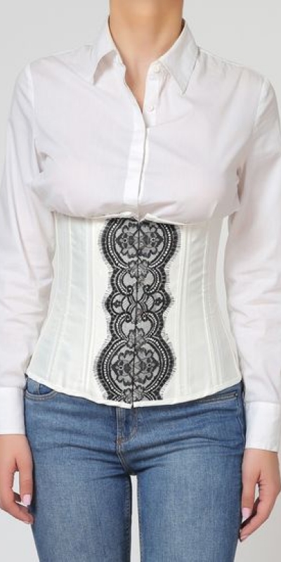 INDER Underbust com laço de brocado branco