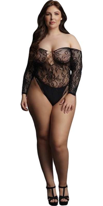 WONDER RHINESTONE PLUS Bodysuit le desir wonder rhinestone - preto