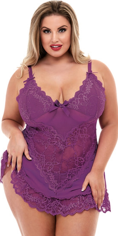 MINI LACE CHEMISE Mini lace chemise - picardias roxo