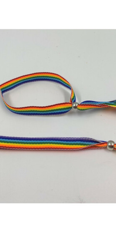 PULSERA CON BOLITA PLATEADA -  Pulseira ajustável com cores lgbt+ e bolinha.