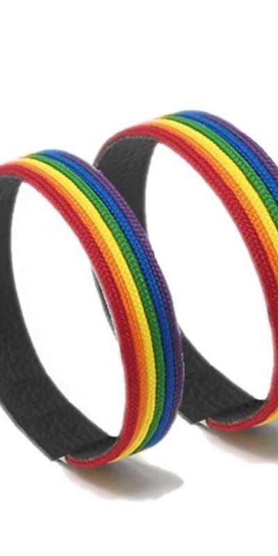 PULSERA DE CUERO NEGRO BANDERA Pulseira de couro preto com bandeira lgbt+