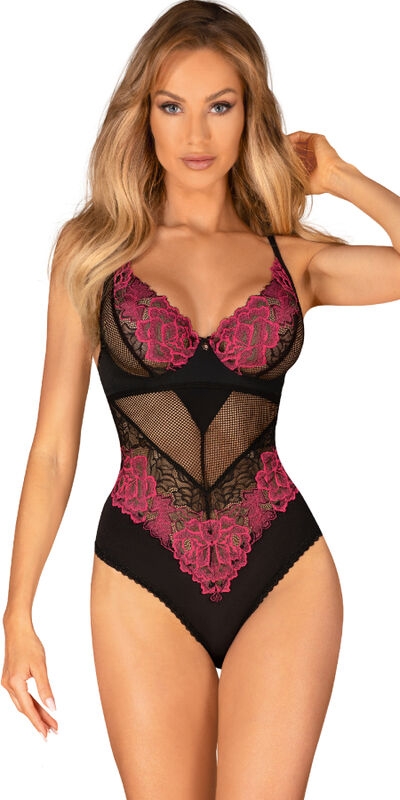 ROSENTY TEDDY XS/S Lingerie elegante e ajustável com detalhes florais.