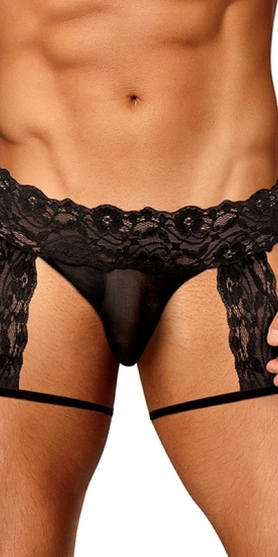 SCANDAL LACE Tanga masculina sexy com ligas